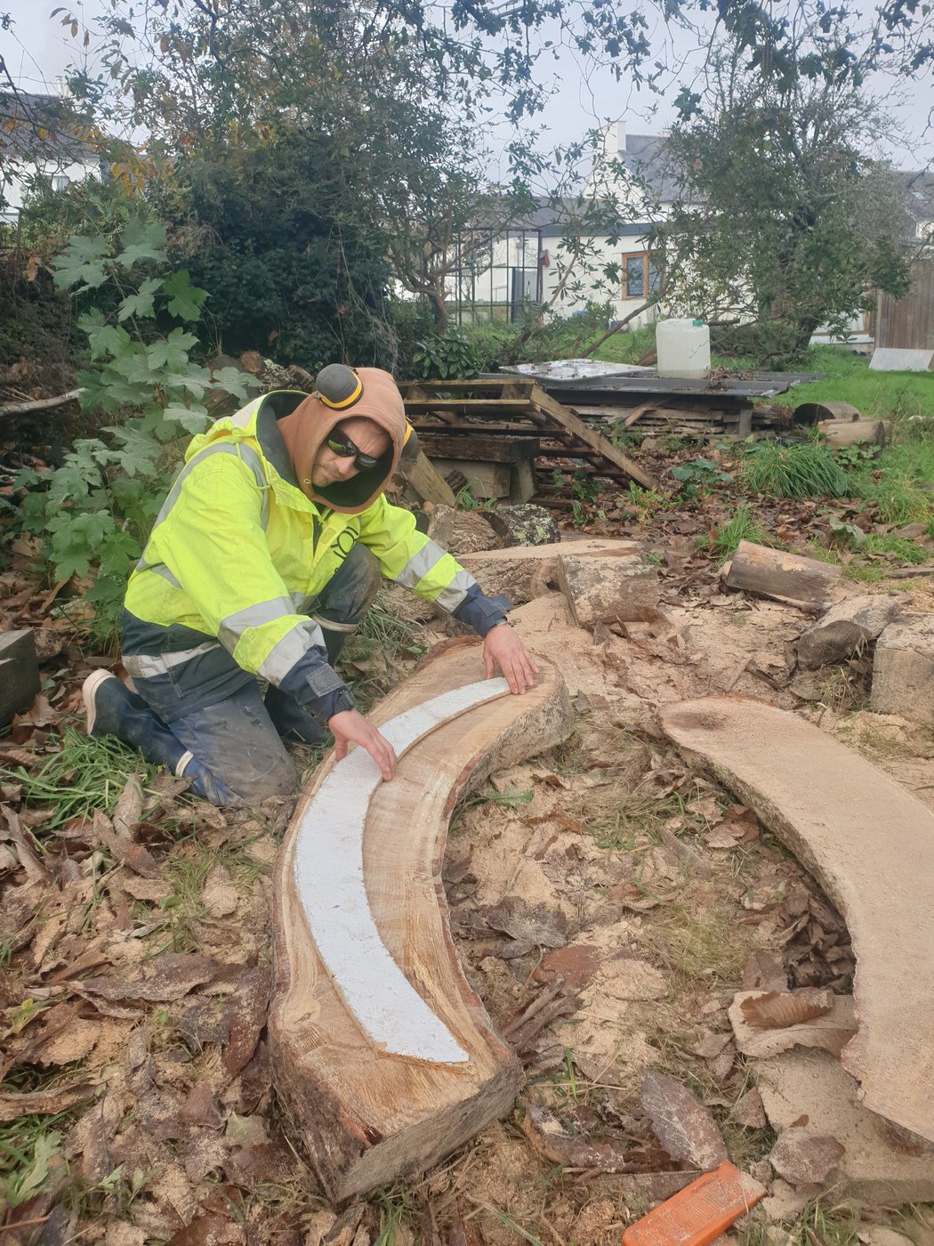 Pièce de bois courbe sélectionnée en forêt, dont la forme épouse celle de la jambe de force